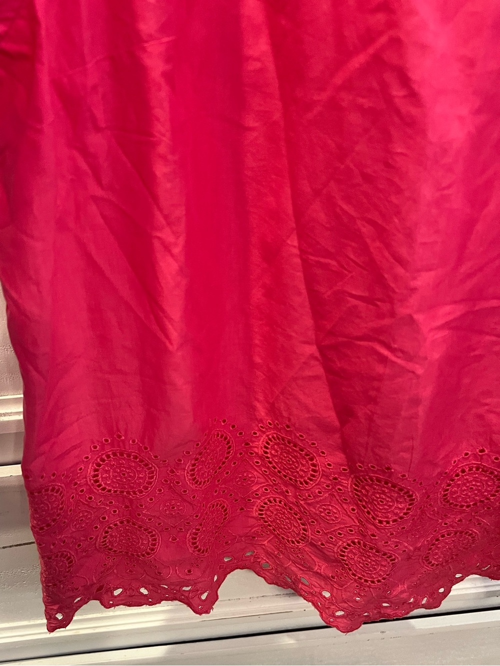 St. John's Bay Bright Pink Eyelet Embroidered Yoke Blouse - Picture 6 of 7